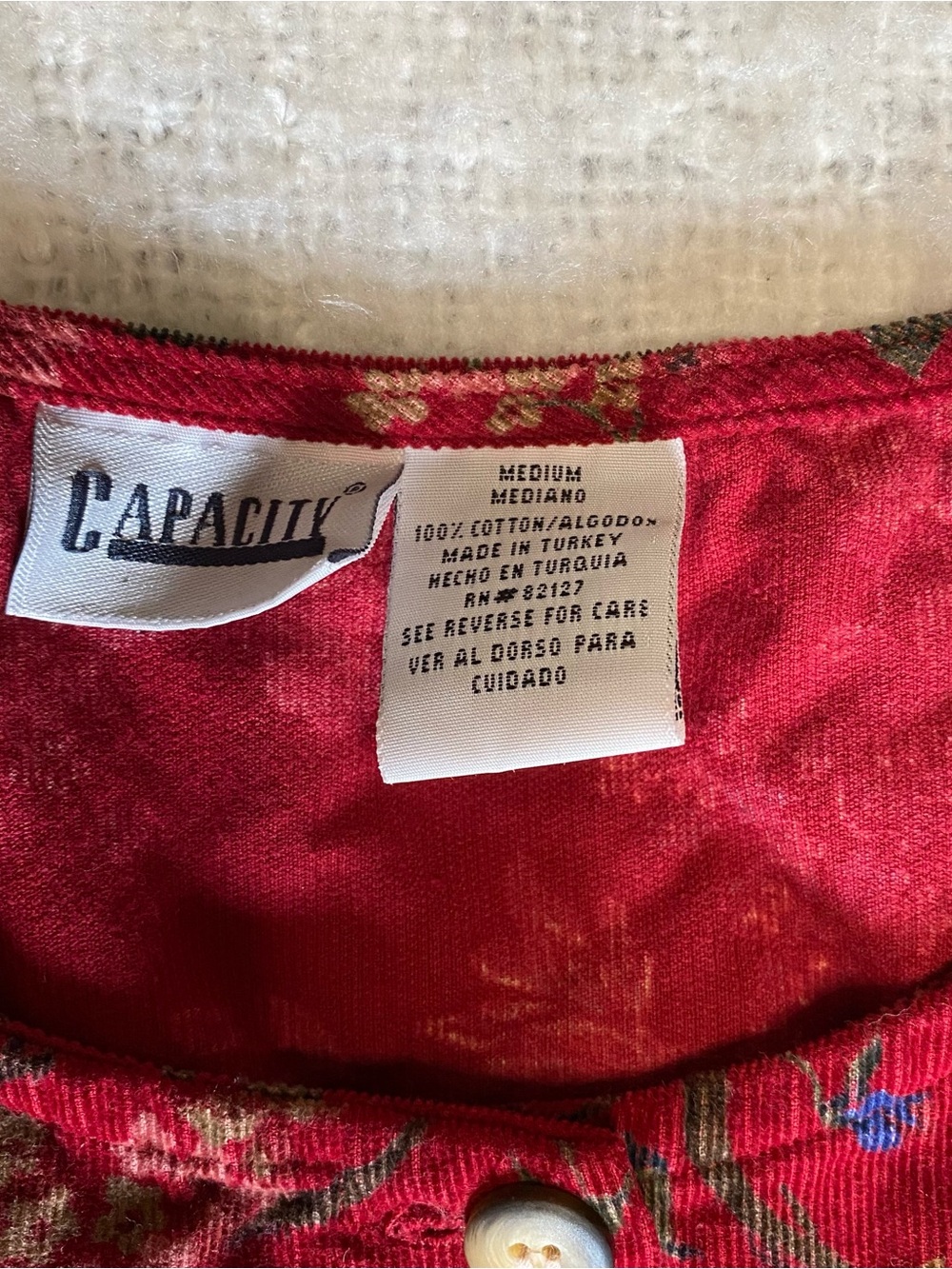 Vtg 90s Butter Mom Womens Sz M Red Floral Corduroy 100% Cotton Dress Cottagecore - Picture 5 of 6